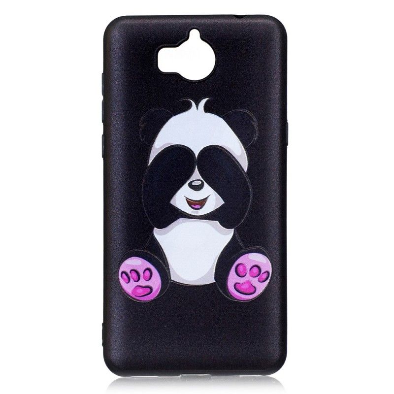 Hoesje voor Huawei Y6 2017 Leuke Panda Met Reliëf