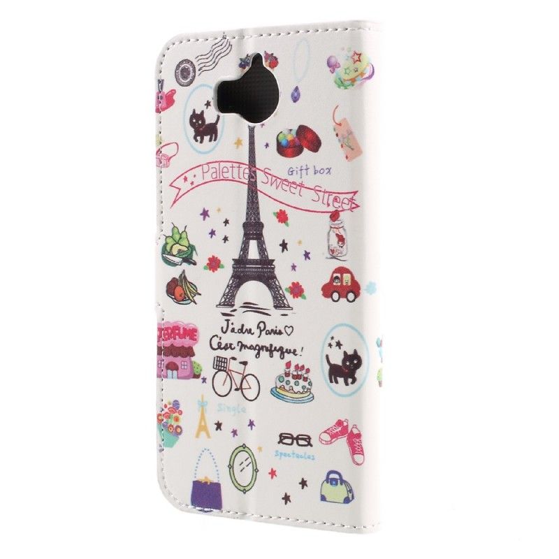 Leren Hoesje Huawei Y6 2017 Telefoonhoesje Ik Hou Van Parijs