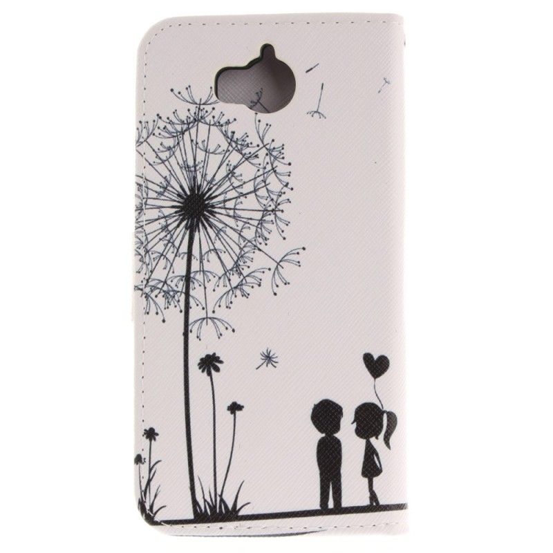 Leren Hoesje voor Huawei Y6 2017 Liefde Paardenbloem