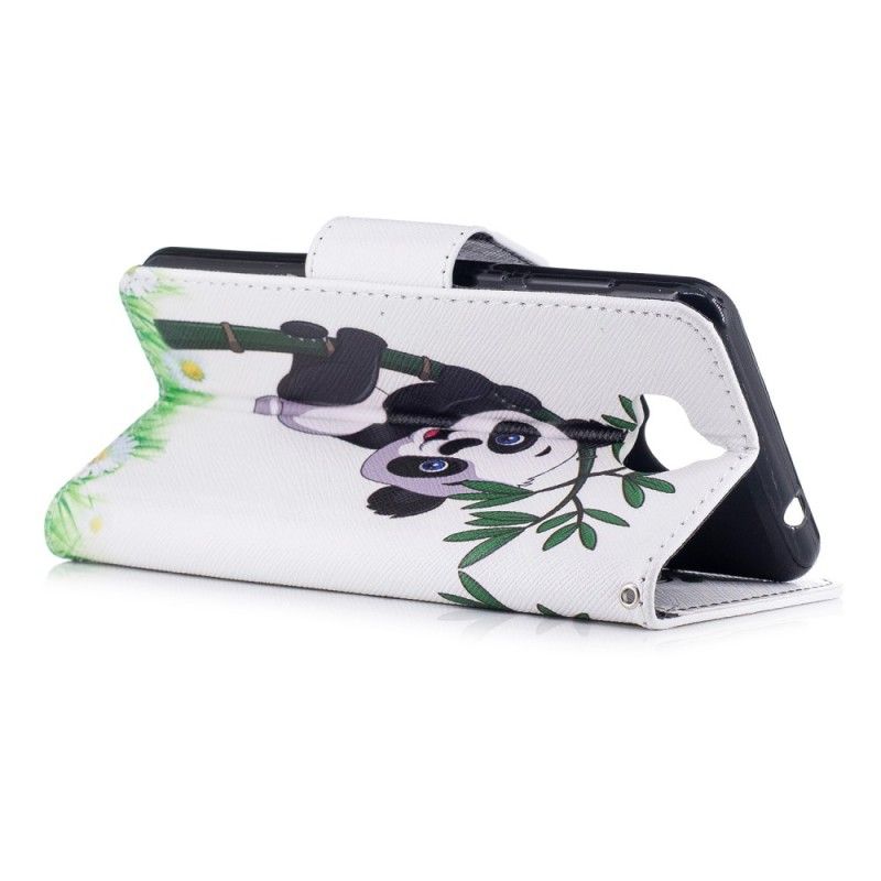 Leren Hoesje voor Huawei Y6 2017 Panda Op Bamboe
