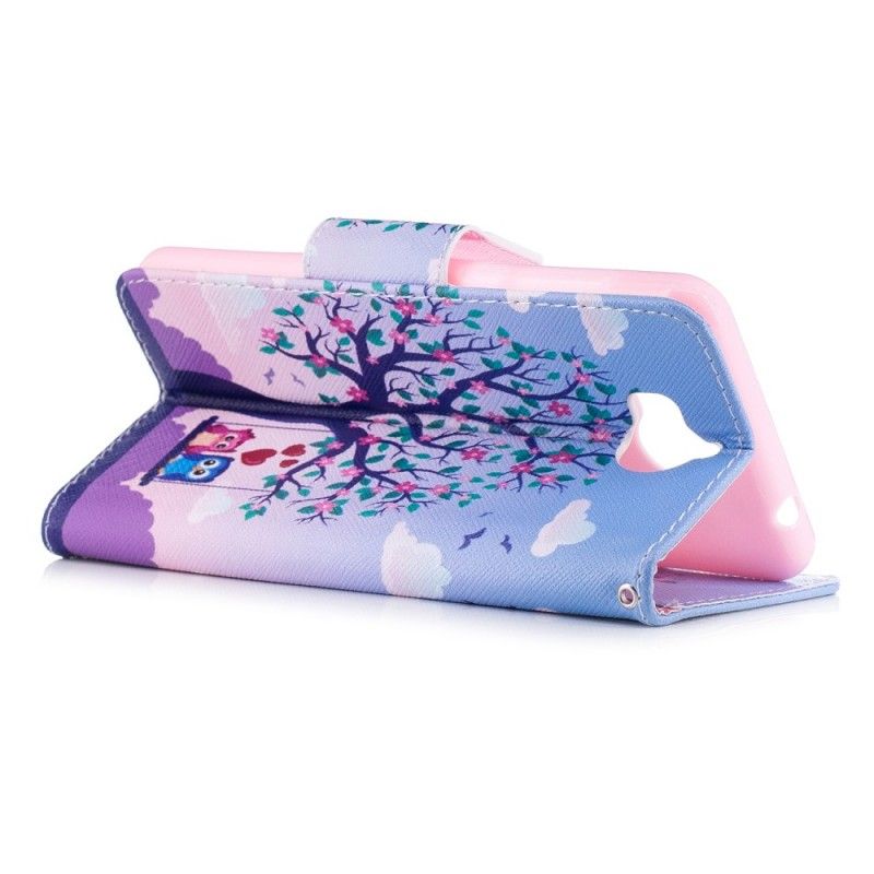Leren Hoesje voor Huawei Y6 2017 Uilen Op De Schommel