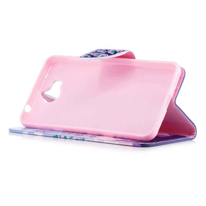 Leren Hoesje voor Huawei Y6 2017 Uilen Op De Schommel