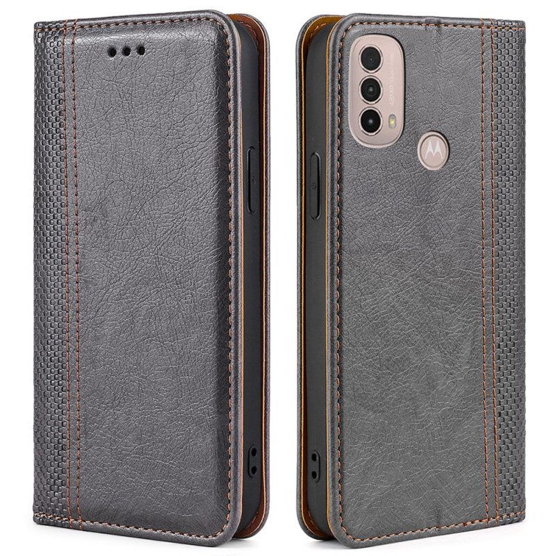 Bescherming Hoesje voor Moto E40 / E30 / E20 Folio-hoesje Litchi Split Lederen Stiksels