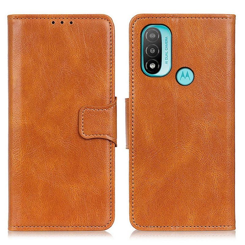 Folio-hoesje voor Moto E40 / E30 / E20 Omkeerbare Sluiting Met Leereffect