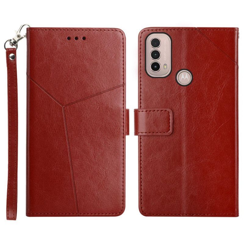 Folio-hoesje voor Moto E40 / E30 / E20 Stijl Leer Geo Y Design