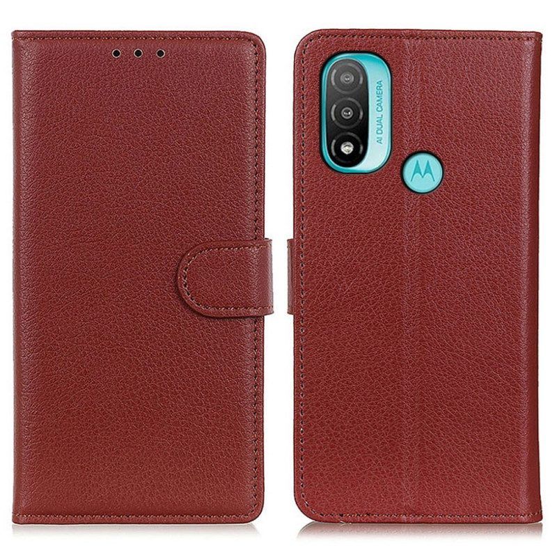 Folio-hoesje voor Moto E40 / E30 / E20 Traditioneel Lychee