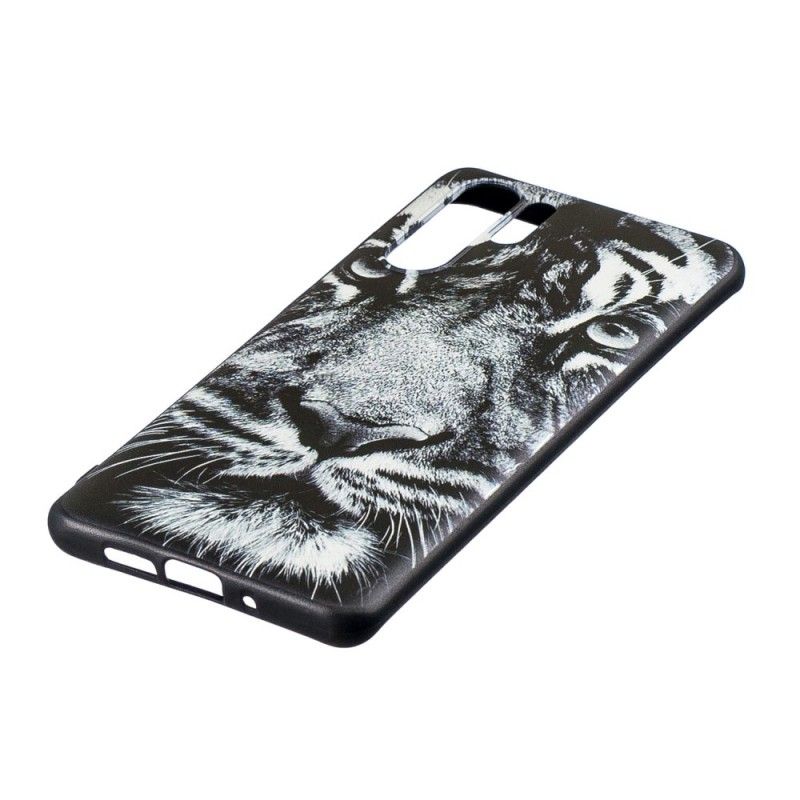 Case Hoesje Huawei P30 Pro Telefoonhoesje Zwart-Witte Tijger