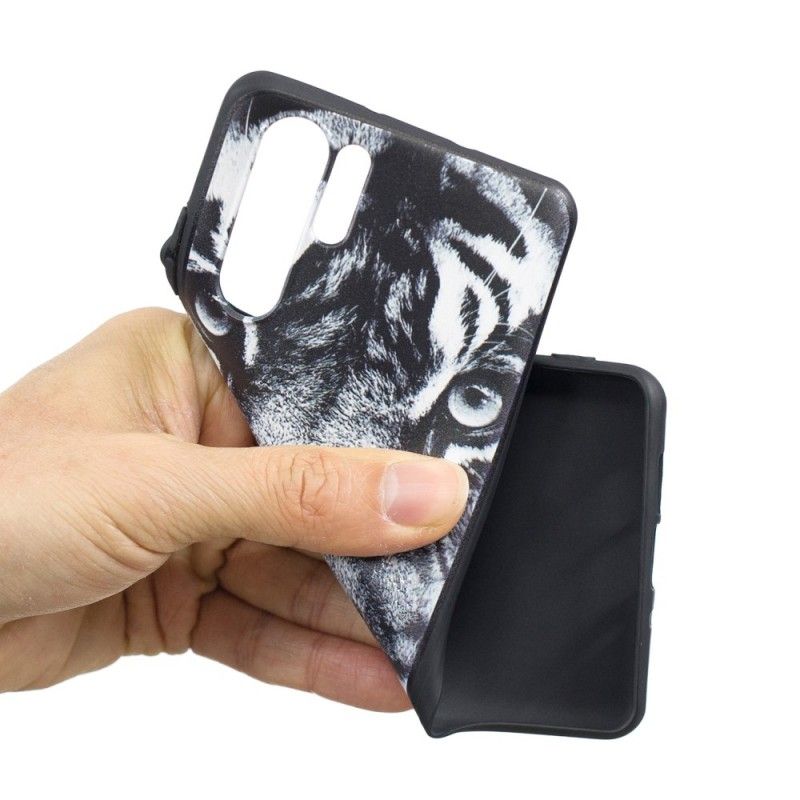 Case Hoesje Huawei P30 Pro Telefoonhoesje Zwart-Witte Tijger