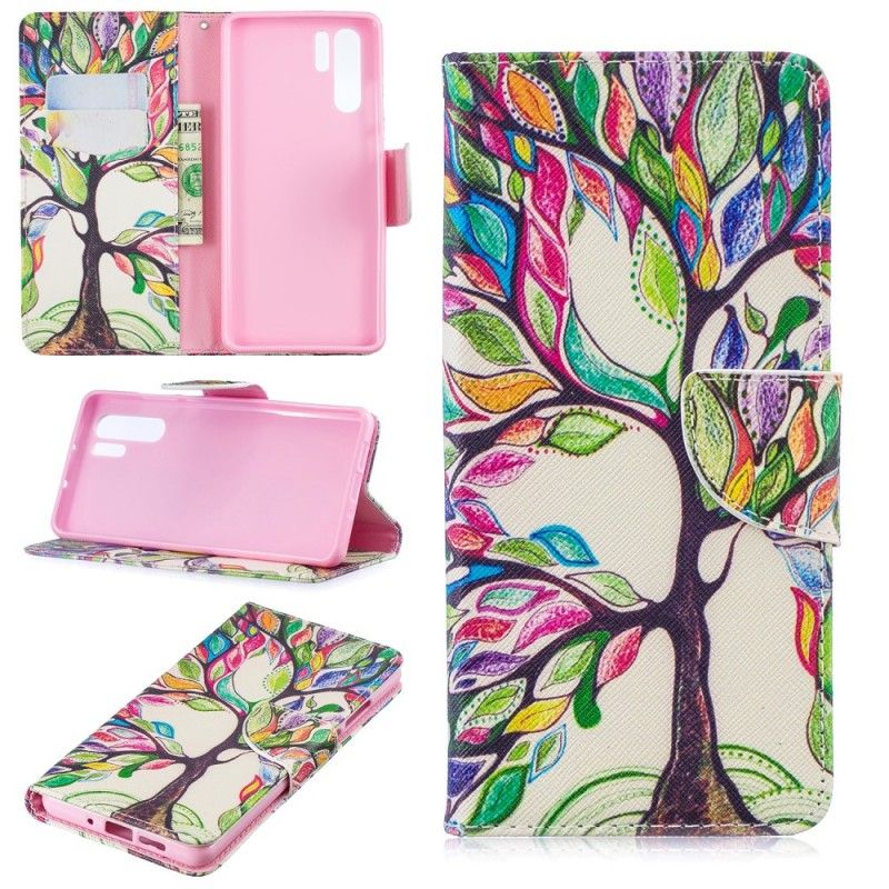 Cover Folio-hoesje Huawei P30 Pro Telefoonhoesje Gekleurde Boom