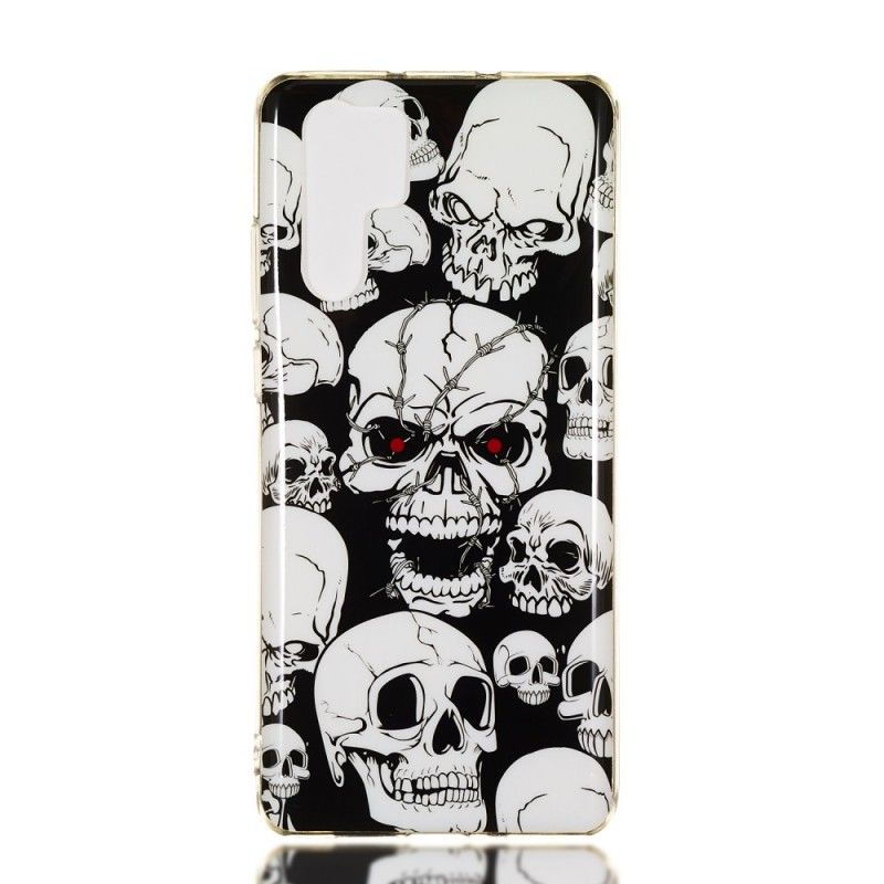 Cover Hoesje Huawei P30 Pro Telefoonhoesje Aandacht Fluorescerende Schedels
