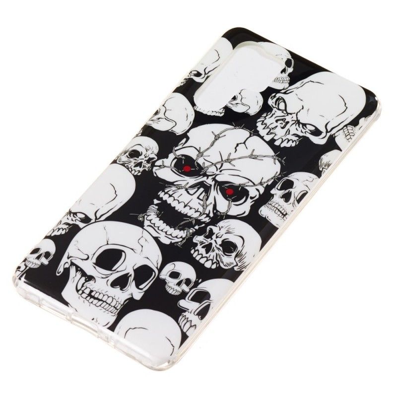 Cover Hoesje Huawei P30 Pro Telefoonhoesje Aandacht Fluorescerende Schedels
