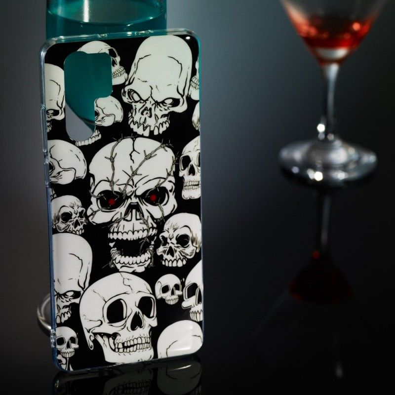 Cover Hoesje Huawei P30 Pro Telefoonhoesje Aandacht Fluorescerende Schedels