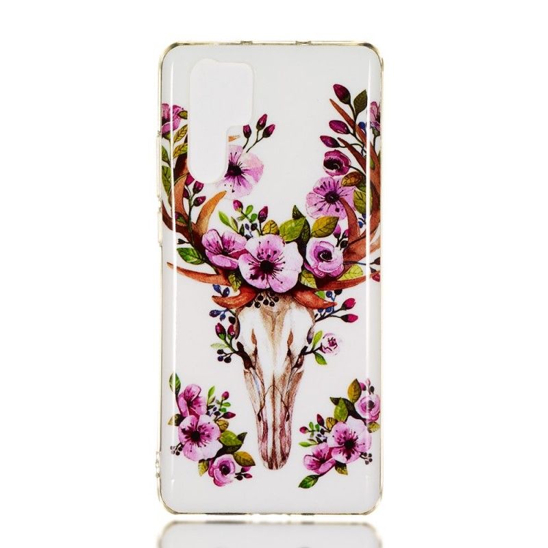 Cover Hoesje Huawei P30 Pro Telefoonhoesje Eland Met Fluorescerende Bloemen
