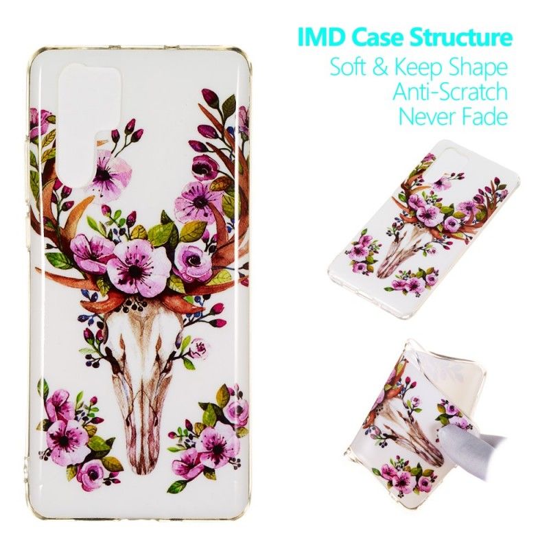 Cover Hoesje Huawei P30 Pro Telefoonhoesje Eland Met Fluorescerende Bloemen