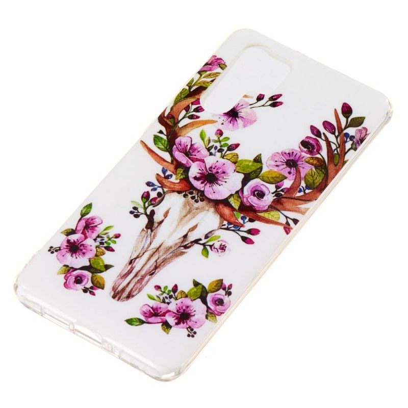 Cover Hoesje Huawei P30 Pro Telefoonhoesje Eland Met Fluorescerende Bloemen