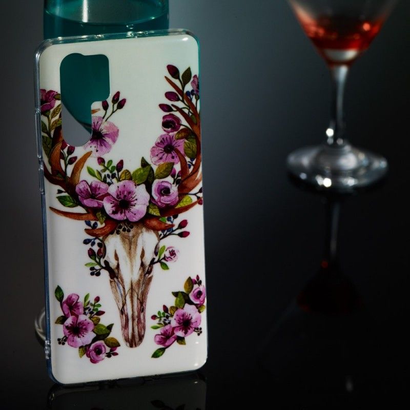 Cover Hoesje Huawei P30 Pro Telefoonhoesje Eland Met Fluorescerende Bloemen