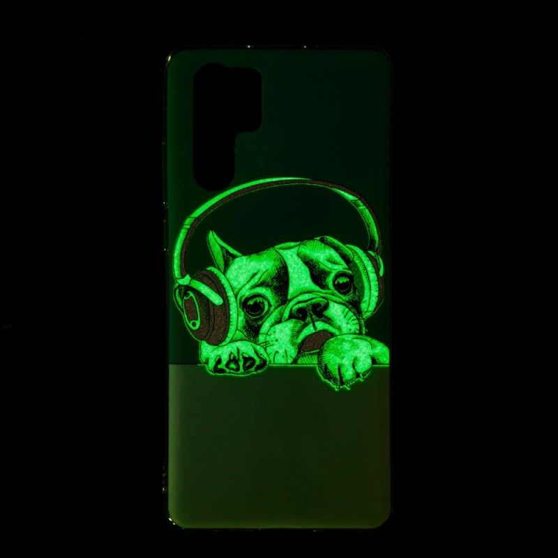 Cover Hoesje Huawei P30 Pro Telefoonhoesje Fluorescerende Hond