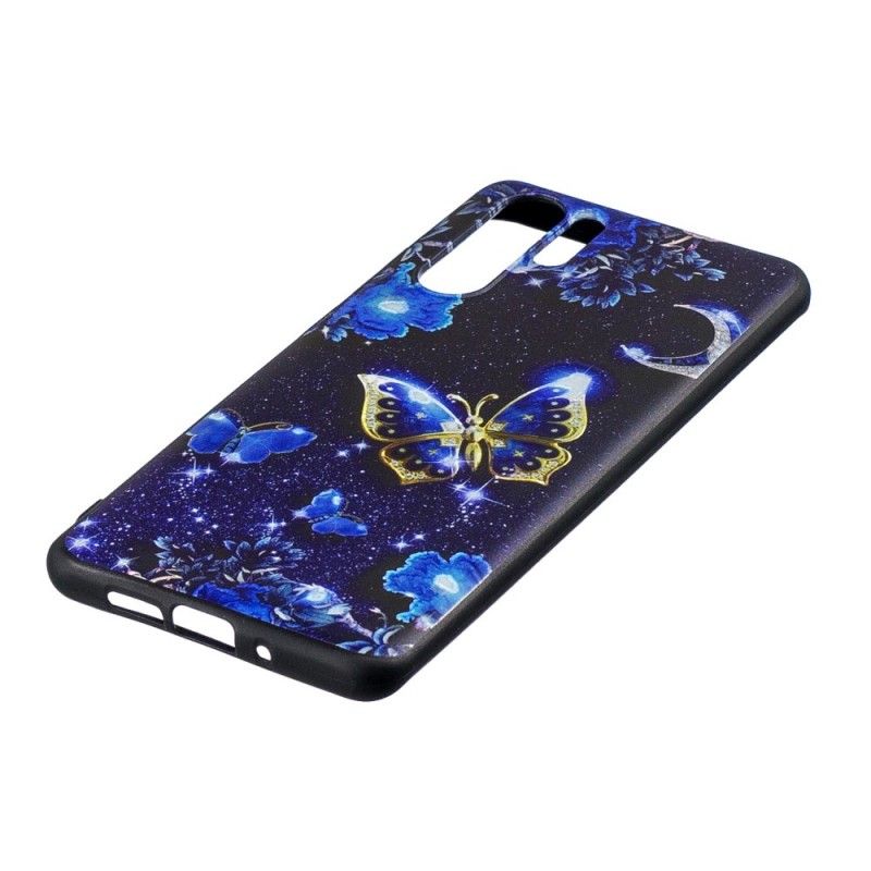Cover Hoesje Huawei P30 Pro Telefoonhoesje Gouden Vlinder