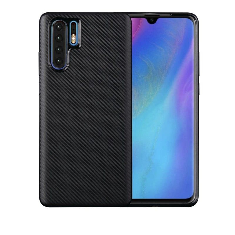 Cover Hoesje Huawei P30 Pro Zwart Telefoonhoesje Antislip Geweven