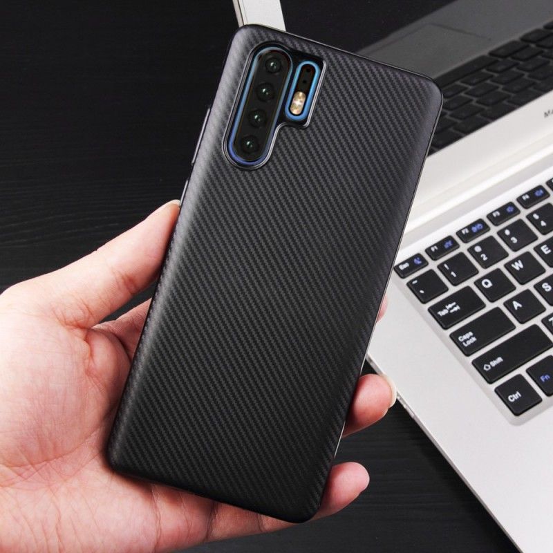 Cover Hoesje Huawei P30 Pro Zwart Telefoonhoesje Antislip Geweven
