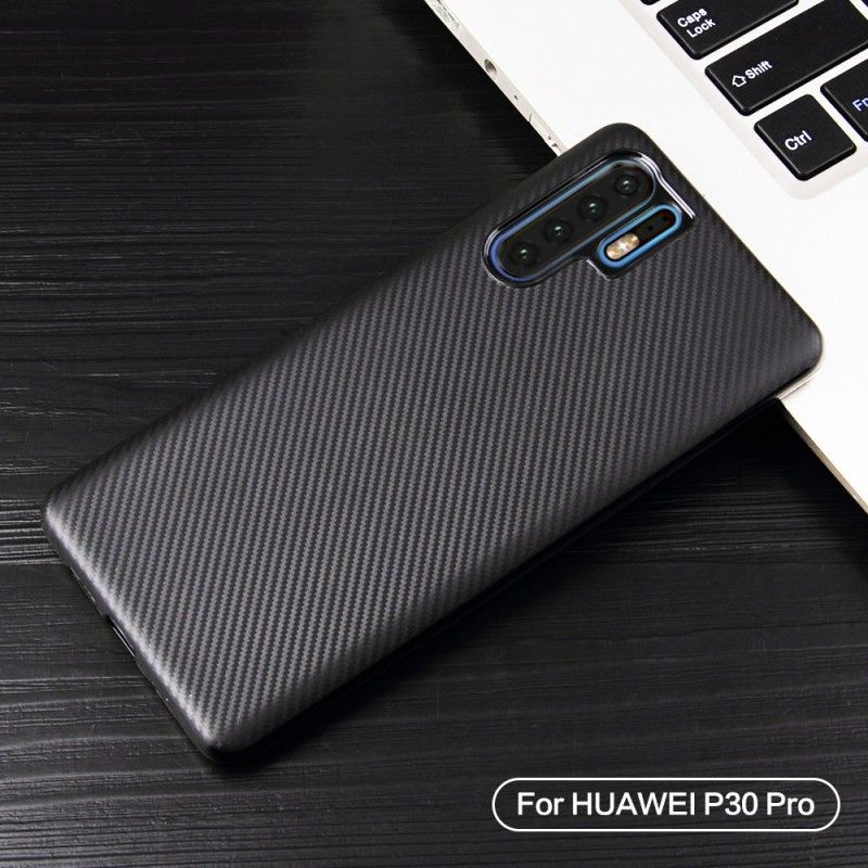 Cover Hoesje Huawei P30 Pro Zwart Telefoonhoesje Antislip Geweven