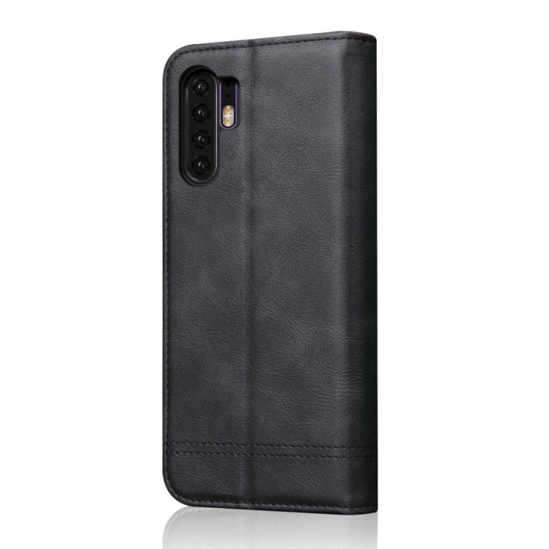 Folio-hoesje voor Huawei P30 Pro Rood Zwart Gestikt Leereffect