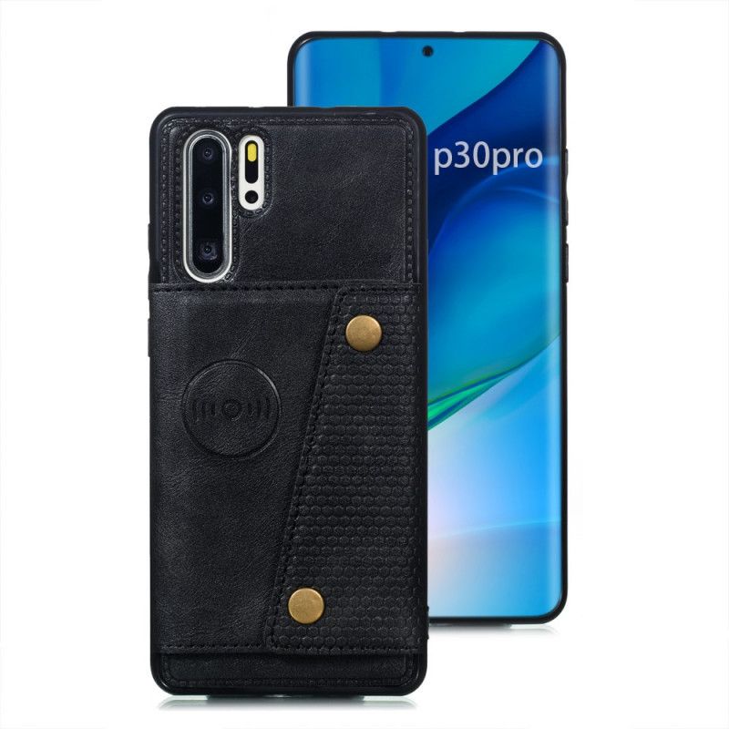 Hoesje Huawei P30 Pro Grijs Zwart Snap Portemonnee