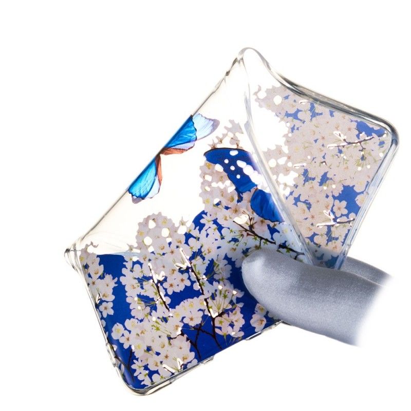 Hoesje voor Huawei P30 Pro Blauwe Vlinder En Winterbloemen