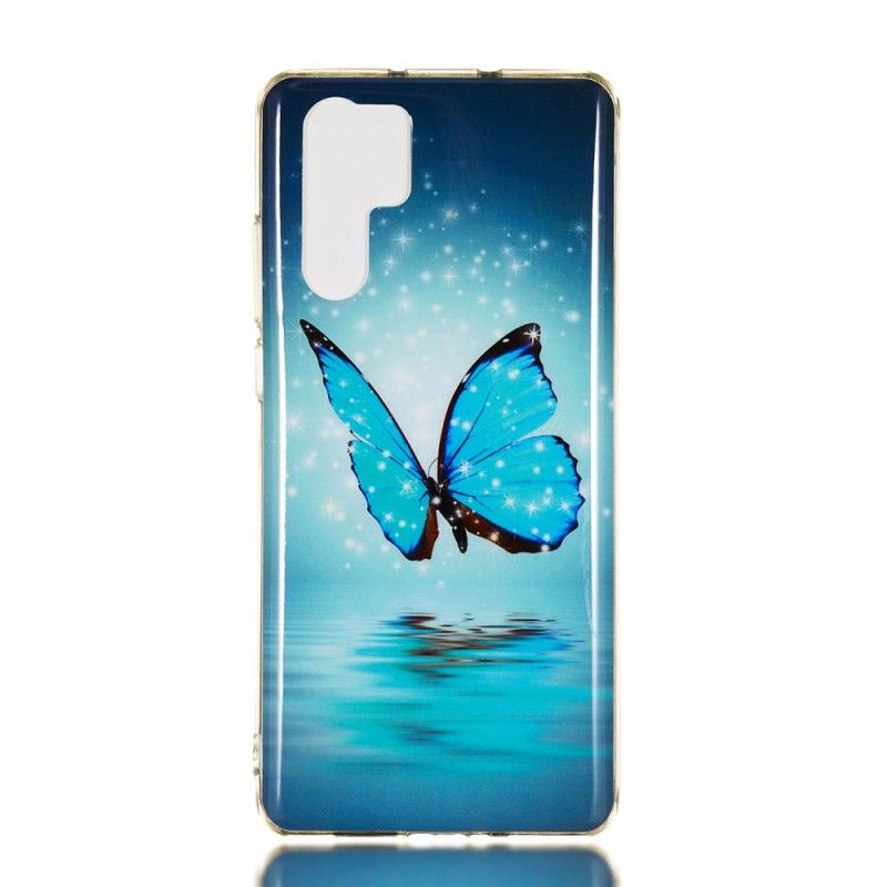Hoesje voor Huawei P30 Pro Fluorescerende Blauwe Vlinder
