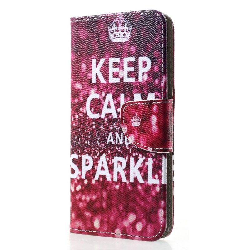 Leren Hoesje Huawei P30 Pro Blijf Kalm En Sprankelend