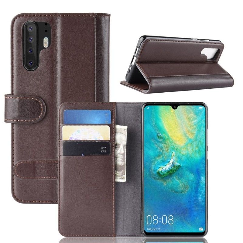 Leren Hoesje Huawei P30 Pro Bruin Zwart Splitleer