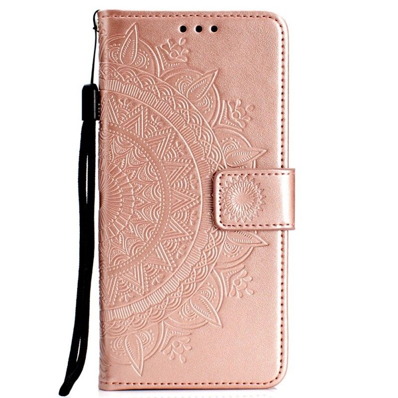 Leren Hoesje Huawei P30 Pro Magenta Grijs Telefoonhoesje Zon Mandala