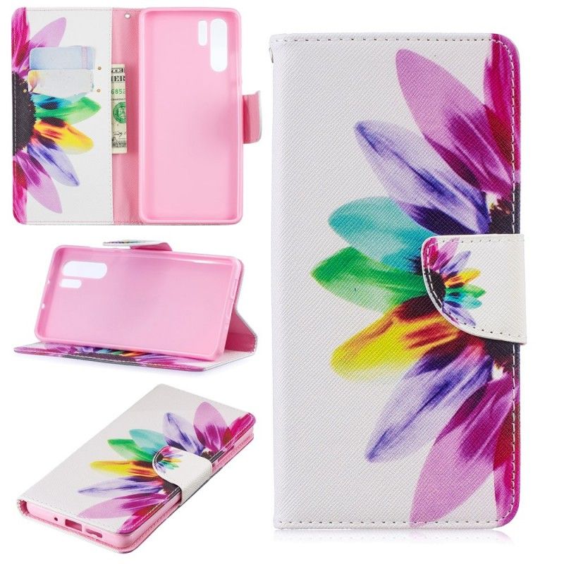 Leren Hoesje voor Huawei P30 Pro Aquarelbloem