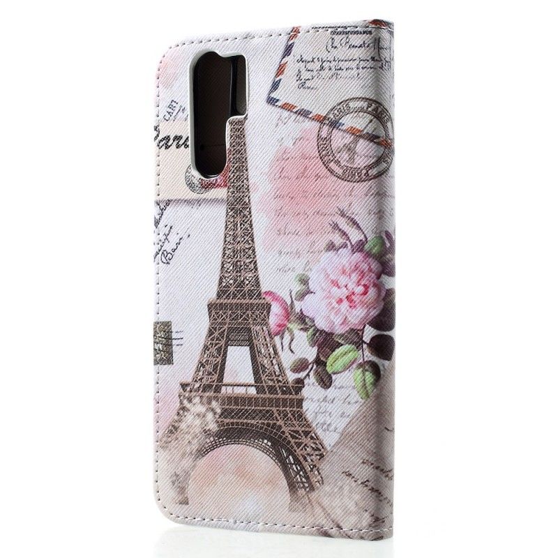 Leren Hoesje voor Huawei P30 Pro Retro Eiffeltoren