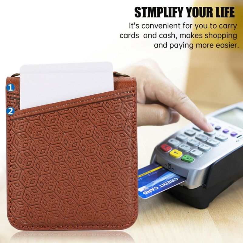 Case Hoesje Samsung Galaxy Z Flip 7 Telefoonhoesje Kaarthouder Met Ruitvormig Ontwerp