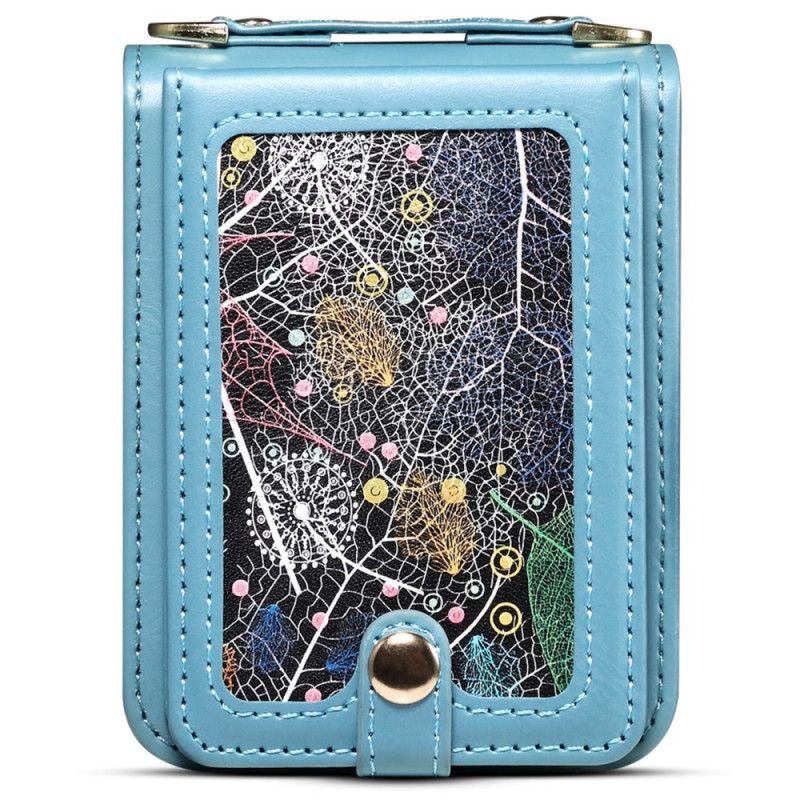 Case Hoesje Samsung Galaxy Z Flip 7 Telefoonhoesje Marmeren Kaarthouder En Schouderband