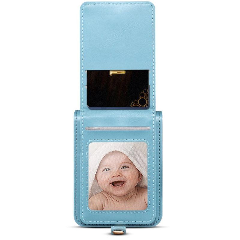 Case Hoesje Samsung Galaxy Z Flip 7 Telefoonhoesje Marmeren Kaarthouder En Schouderband