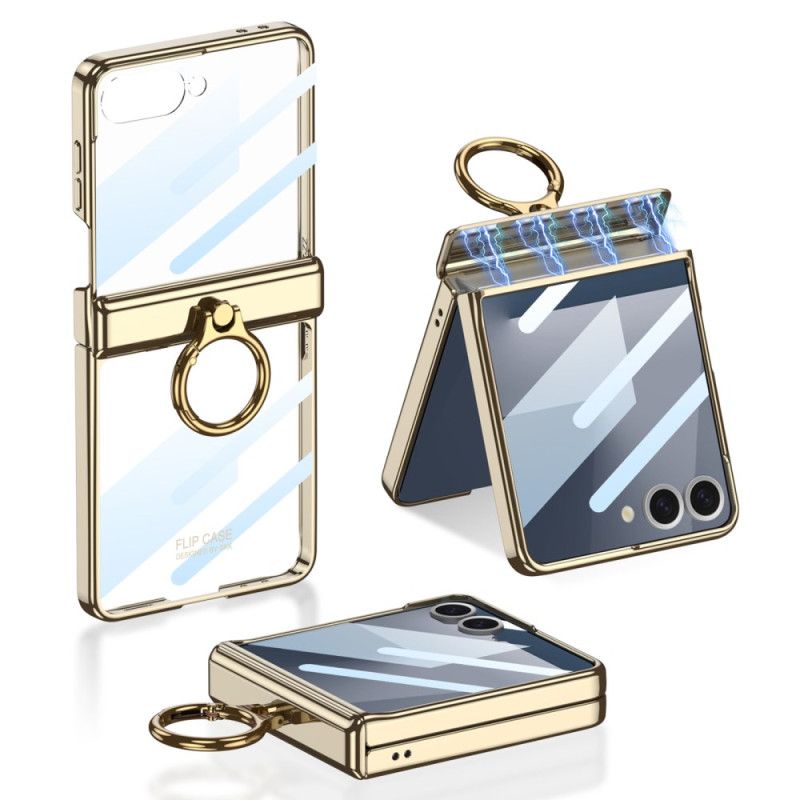 Case Hoesje Samsung Galaxy Z Flip 7 Telefoonhoesje Transparant Met Standaard En Magnetische Bescherming Gkk