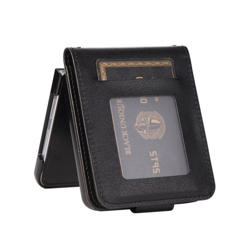 Cover Samsung Galaxy Z Flip 7 Kaarthouder Van Imitatieleer