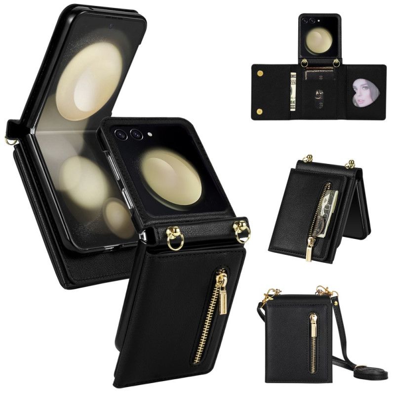 Hoesje Case Samsung Galaxy Z Flip 7 Telefoonhoesje Rfid-portemonnee En Schouderband