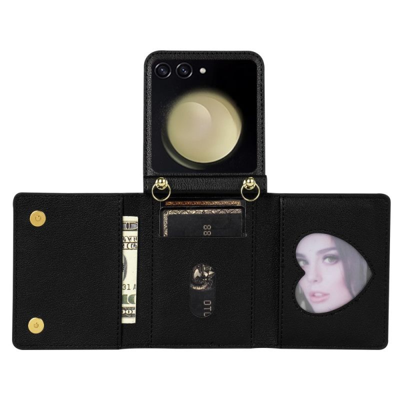 Hoesje Case Samsung Galaxy Z Flip 7 Telefoonhoesje Rfid-portemonnee En Schouderband