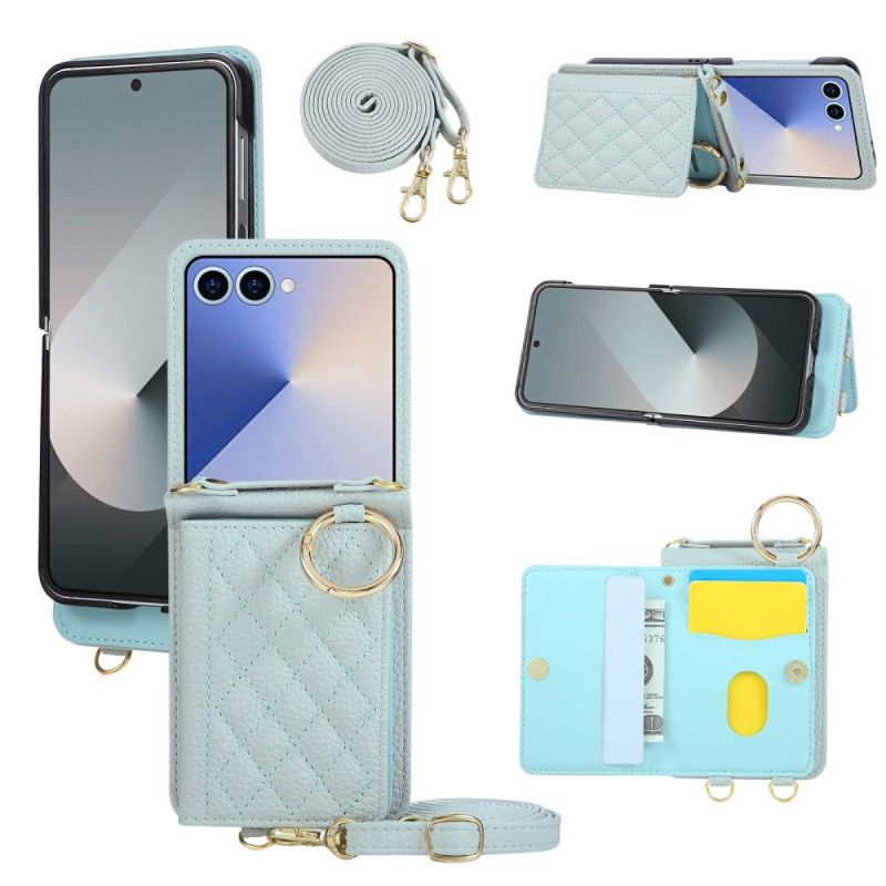 Hoesje Samsung Galaxy Z Flip 7 Gewatteerde Portemonnee Met Schouderband