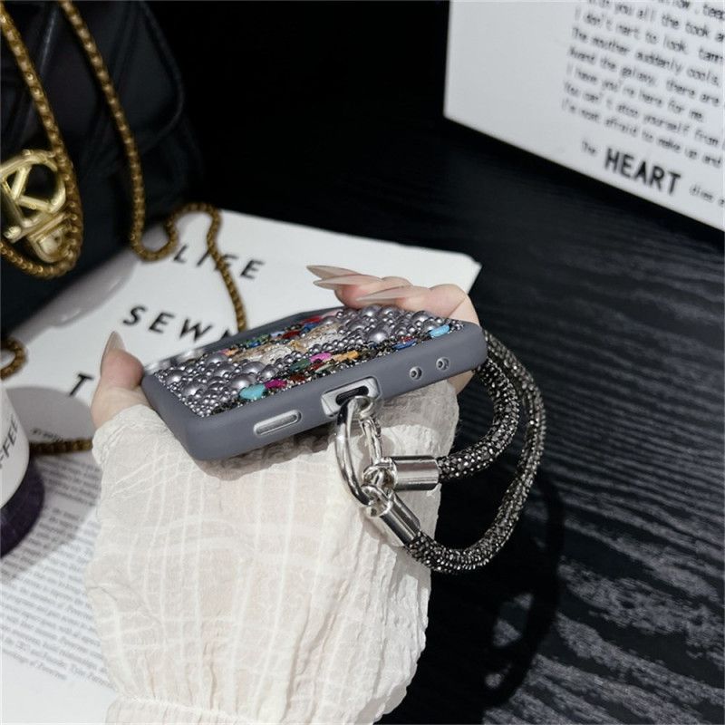 Hoesje Samsung Galaxy Z Flip 7 Glitterdesign En Polsband