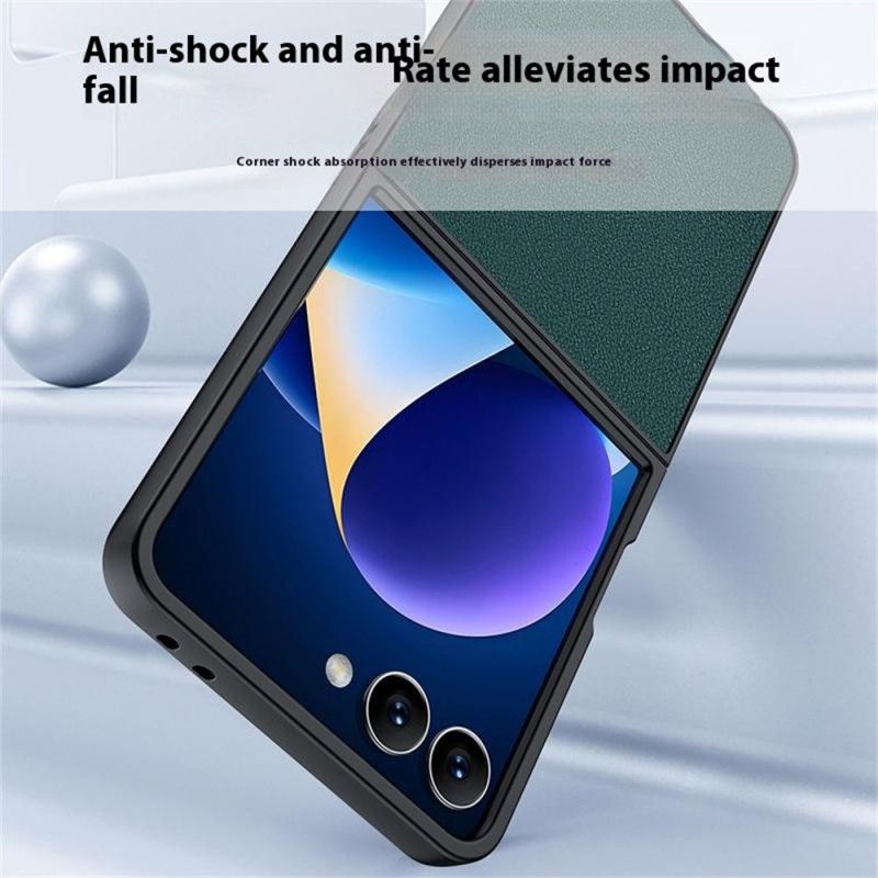 Hoesje Samsung Galaxy Z Flip 7 Lederlook Bescherming Hoesje