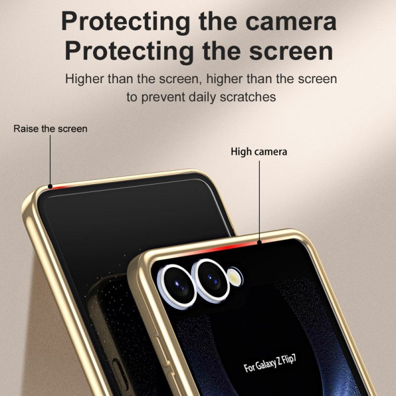 Hoesje Samsung Galaxy Z Flip 7 Metalen Rand Met Schermbeschermer Bescherming Hoesje