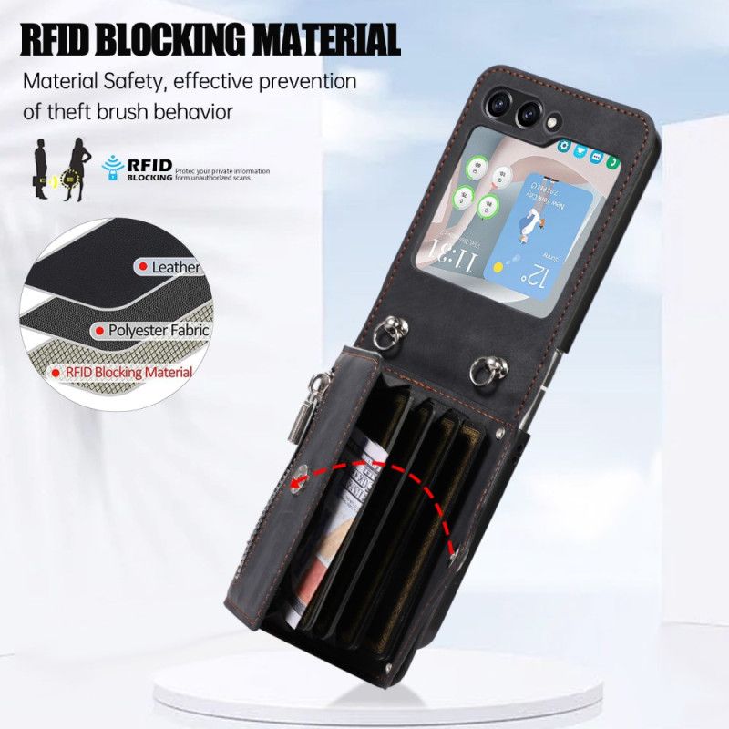 Hoesje Samsung Galaxy Z Flip 7 Portemonnee Met Draagkoord En Schouderband