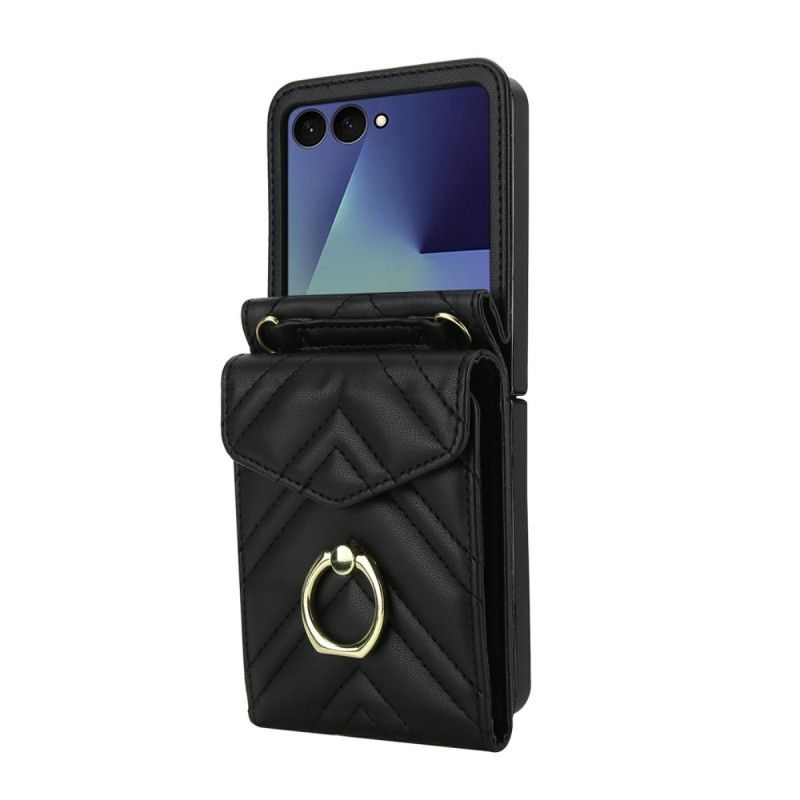 Hoesje Samsung Galaxy Z Flip 7 Rfid-blokkerende Kaarthouder En Riem