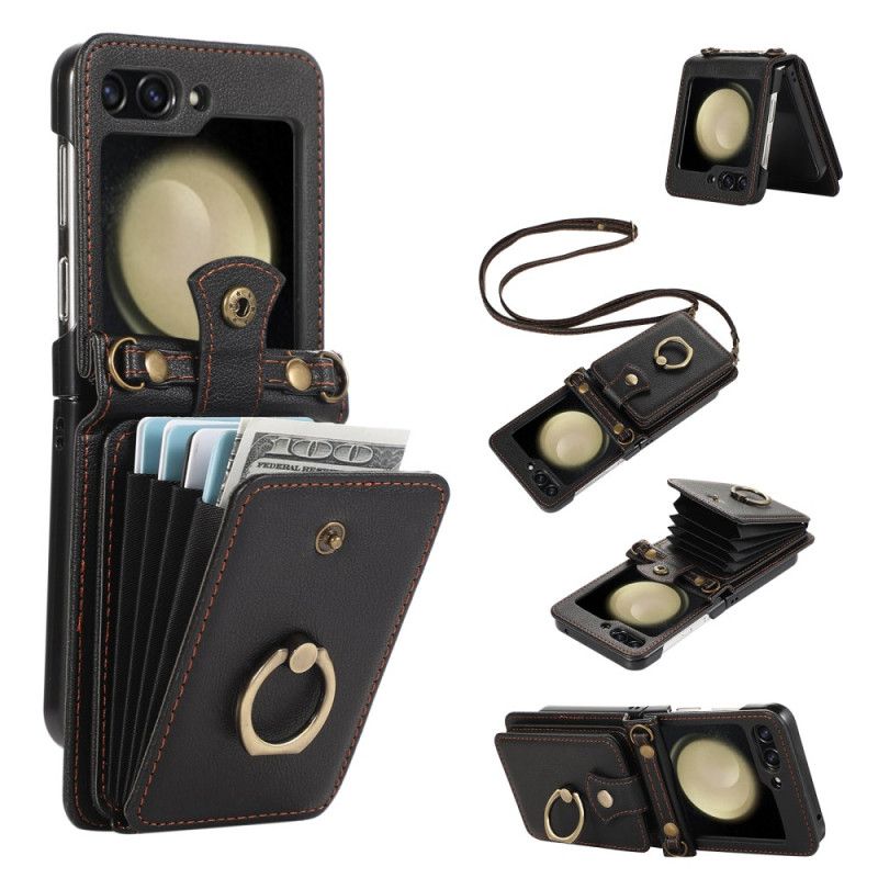 Hoesje Voor Samsung Galaxy Z Flip 7 Kaarthouder En Schouderband