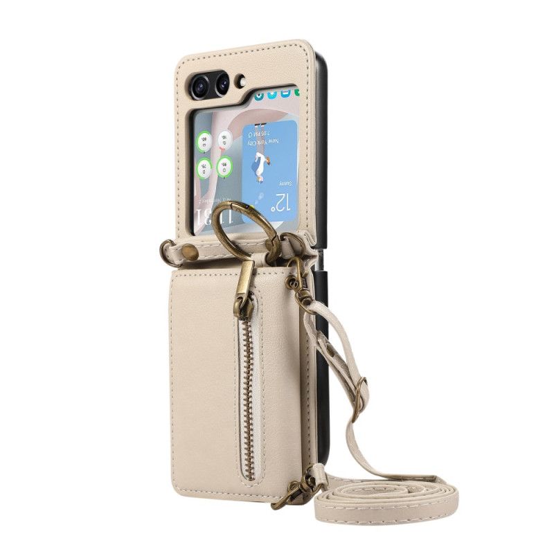Hoesje Voor Samsung Galaxy Z Flip 7 Portemonnee En Schouderband