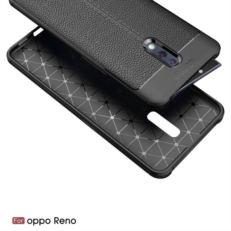 Cover Hoesje Oppo Reno Rood Zwart Telefoonhoesje Lychee Leereffect